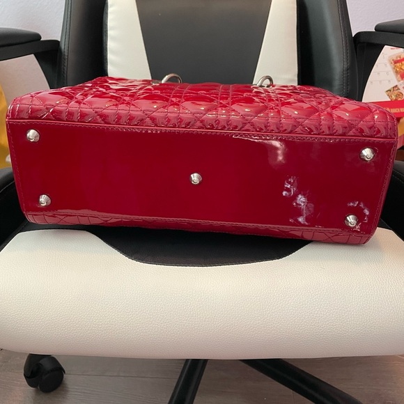 Dior Red Tote with Quilted Leather and Gold Hardware - Picture 6 of 7